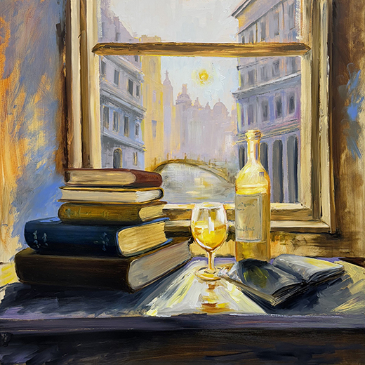 A Literary View with Wine