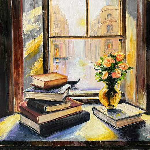 A Literary View with Flowers